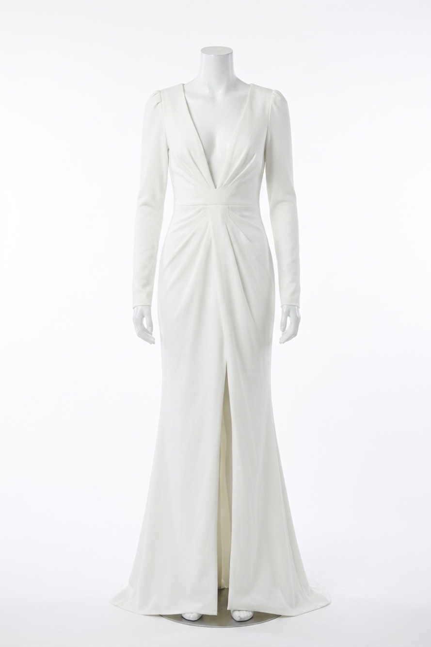 NEW LULUS women's stunning romance long sleeve mermaid maxi dress in white